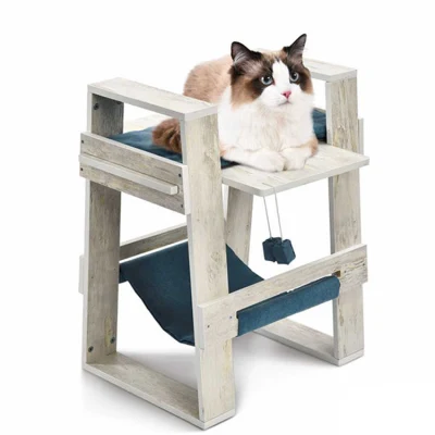 Casa de madera moderna del animal doméstico de los muebles de las camas del gato de la cubierta doble para el entretenimiento y el descanso