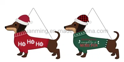 Placa de pared para puerta de perro salchicha, regalo, decoración navideña