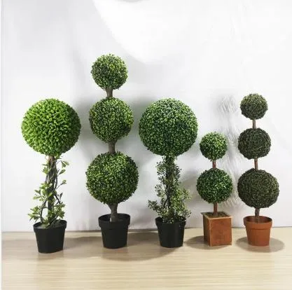 Planta de boj de bolas verdes de césped artificial para la decoración del jardín del hogar