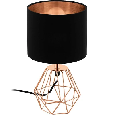 Lámpara de mesa con jaula de oro rosa con luces nocturnas Clothshade