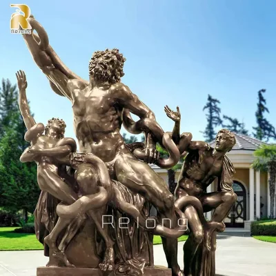 Estatuas de bronce de Laocoonte y sus hijos, escultura de adorno artístico de latón para exteriores e interiores, antiguas y populares, a la venta