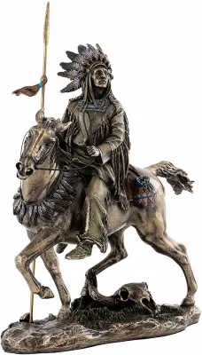 Top Collection Estatua de resina de caballo indio Cheyenne, escultura nativa americana en bronce fundido en frío de primera calidad