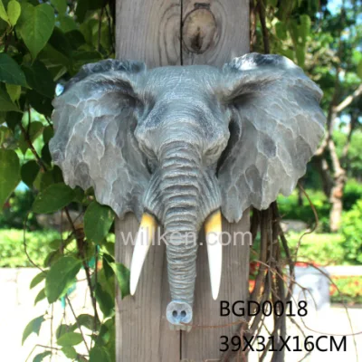 Estatuilla de cabeza de elefante de resina para decoración del hogar
