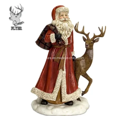 Comercio al por mayor de Gran Fibra de Vidrio de Navidad de Santa Claus de Resina de Interior Al Aire Libre Estatua Decorativa Escultura en Venta