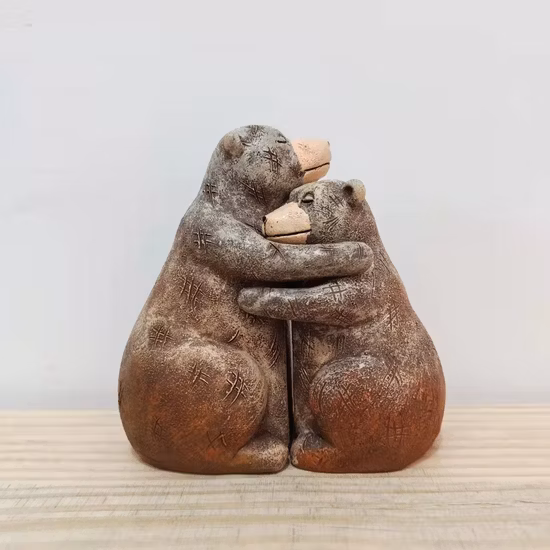 Paisaje Jardín Animal Pareja Abrazando Estatua