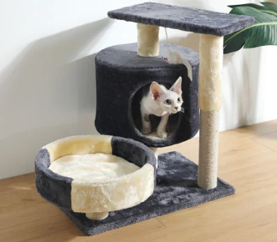 Casa de madera modificada para requisitos particulares del árbol del gato de los muebles de Scratcher del sisal del condominio del animal doméstico de la felpa