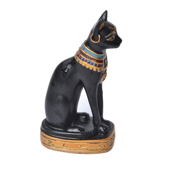 Adornos para oficina en casa, gatito de resina que estira la estatua Animal de gato negro, escultura de poliresina