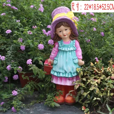 Estatuas polivinílicas del muchacho y de la muchacha de la decoración del jardín del jardín de la resina de la venta caliente de encargo Hg26