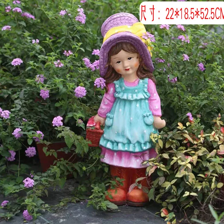 Estatuas polivinílicas del muchacho y de la muchacha de la decoración del jardín del jardín de la resina de la venta caliente de encargo Hg26